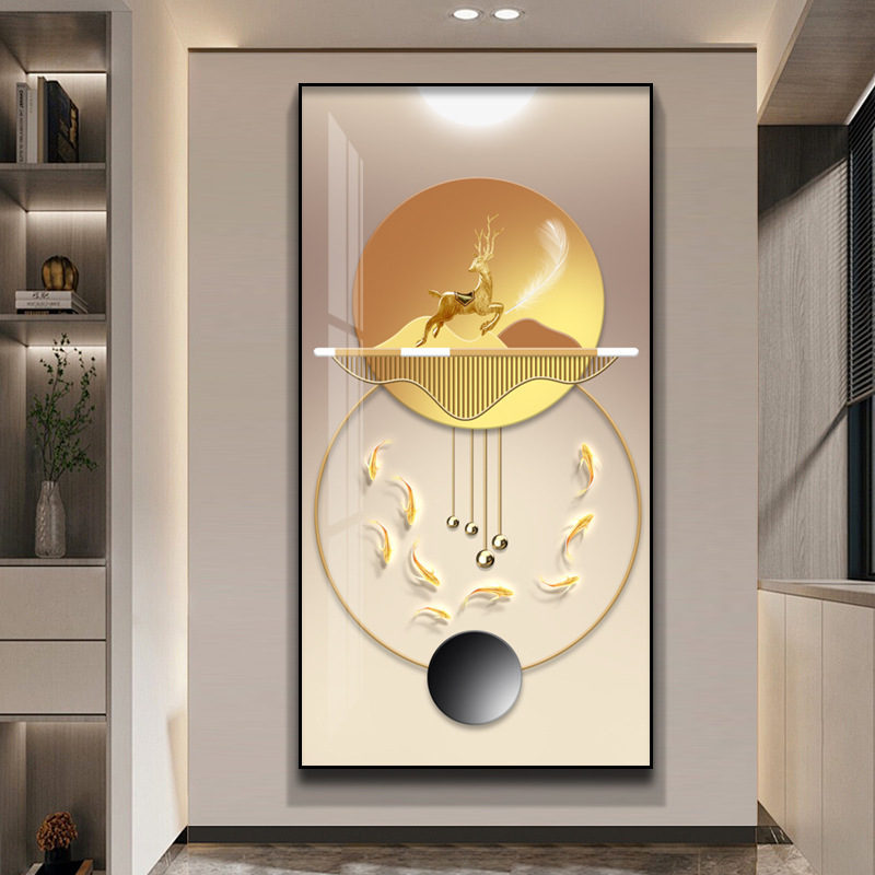 福鹿新中式金属玄关装饰画走廊过道挂画客厅高级感沙发背景墙壁画|undefined