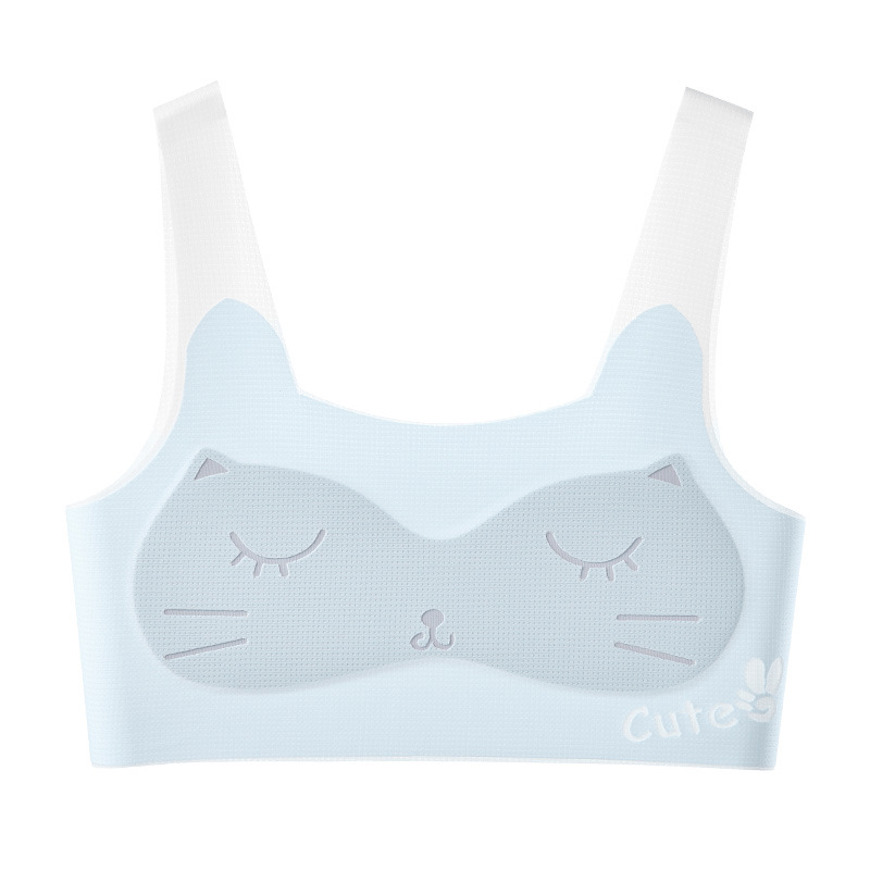 Ropa interior para niñas durante el desarrollo, chaleco pequeño, 10 años, estudiante de secundaria, escuela primaria, cojín interior de gato integrado transpirable, estilo fino de primavera y verano