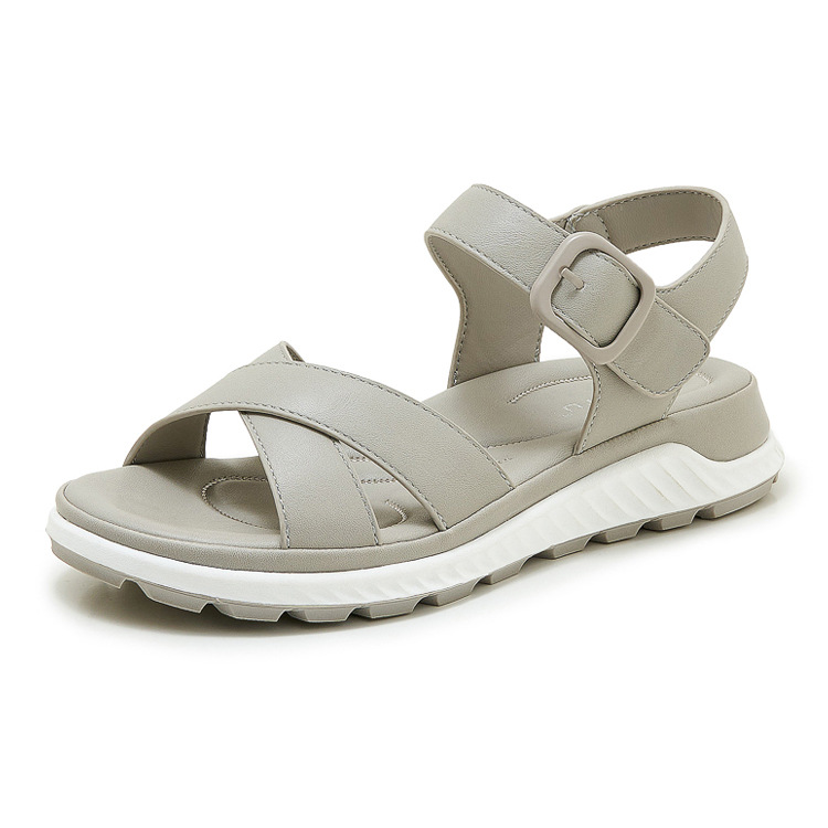 Sandal quai chéo nữ đế dày chống trượt mùa hè — màu nâu, màu đen, màu xám, màu mơ chi tiết 26
