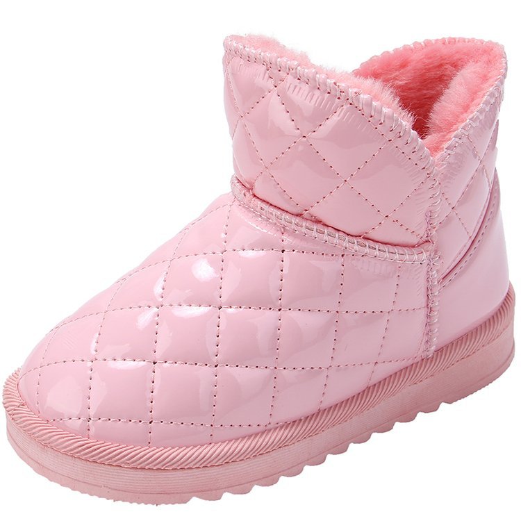 Doposci per bambini con scarpe in cotone per ragazzi nuove 2023 morbide e ispessite, cotone per ragazze integrato in pelle e pelliccia_voghion.com