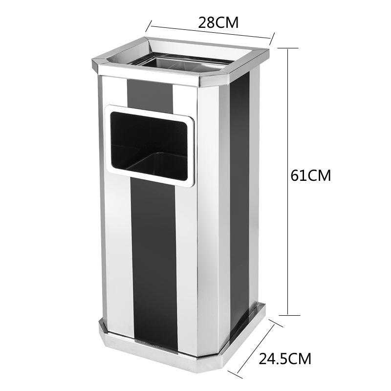 Comercial grande de acero inoxidable clasificación basura con Cenicero gran capacidad al aire libre Hotel vertical al aire libre extintor cubo