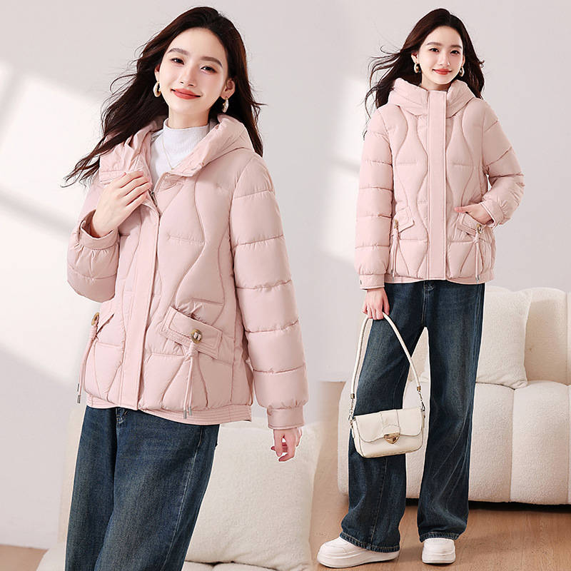 2025 invierno nueva ropa de algodón mujer sombrero corto de moda de cuello pequeño chaqueta de algodón exterior delgada ropa de algodón delgada universal
