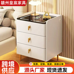 Modern Minimalist Smart Home Bedside Table with Multifunctional Wireless Charging, Trendy Storage Bedroom Cabinet with a Sense of Design