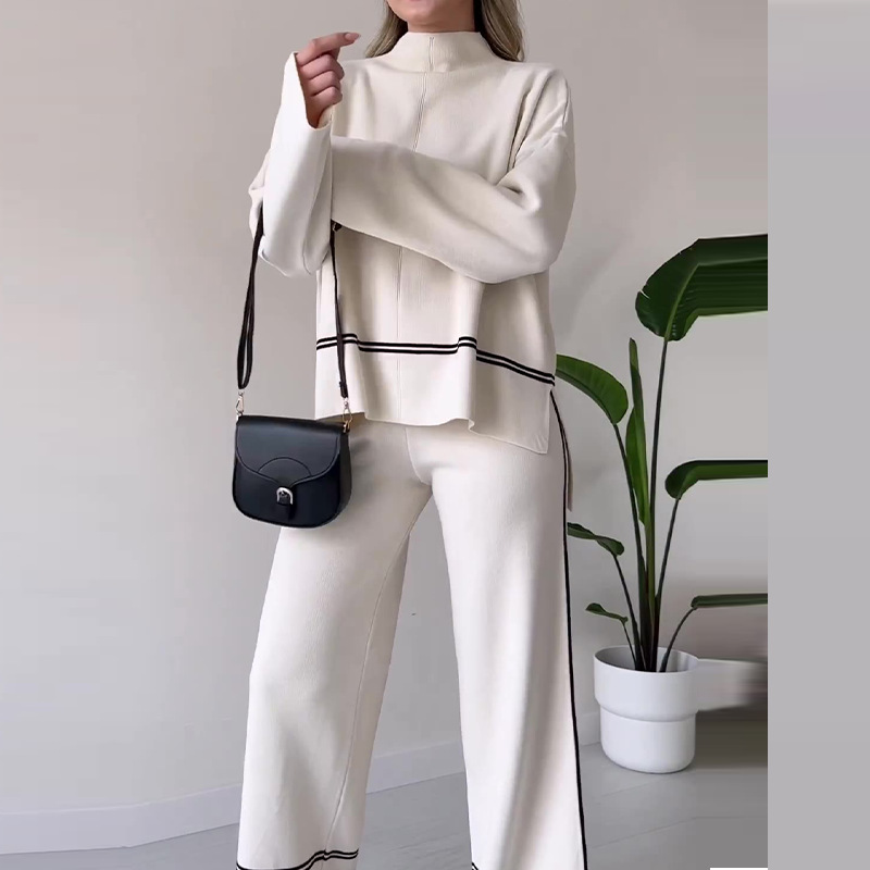 Round Neck Neckline Warm Function Daily Street Women's Casual Solid Color Polyester Pants Sets Pants Sets