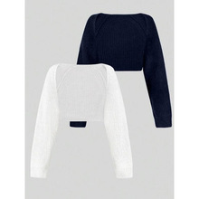 ��F 876 Women's Minimalist Textured Raglan Sleeve Shrug