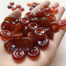 批发高冰红玉髓平安扣散件diy手链耳坠马料15mm红玛瑙平安扣