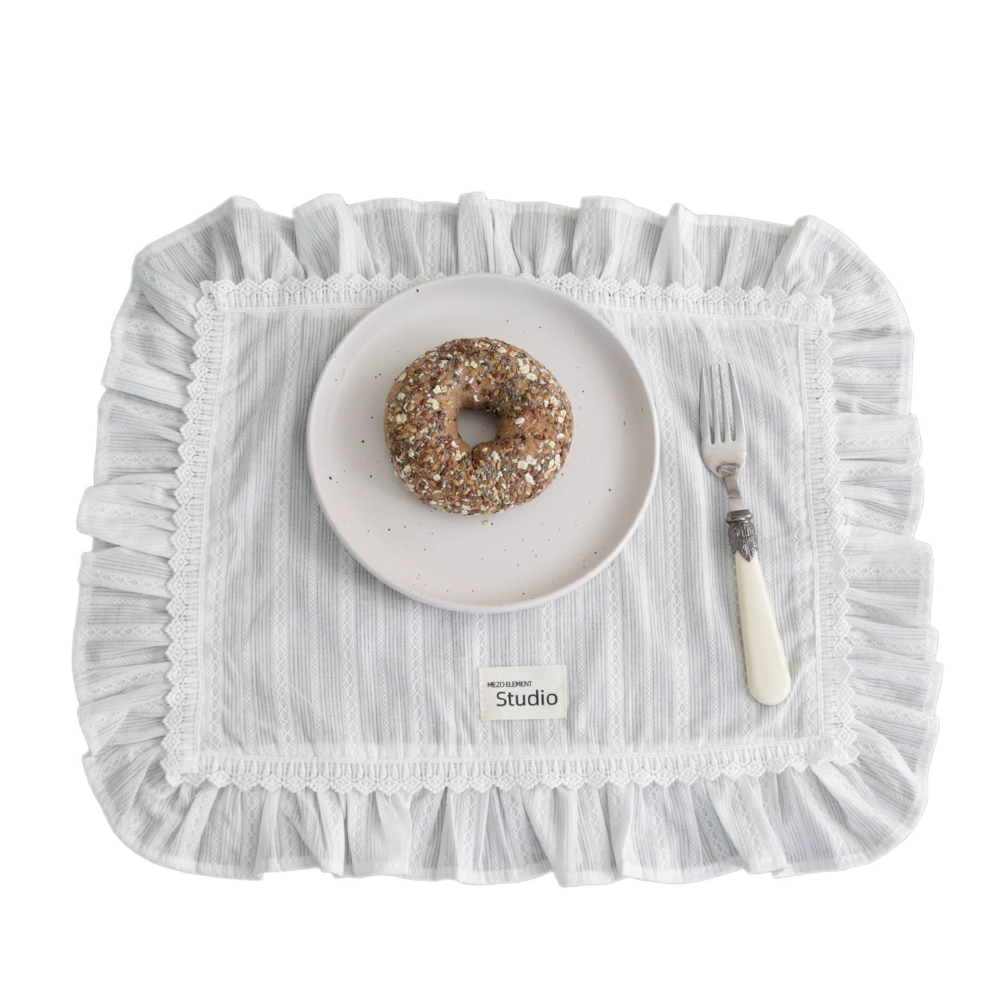 Хлопковая салфетка с рюшами, французский ретро‑стиль, белая жаккардовая, 35×45 см