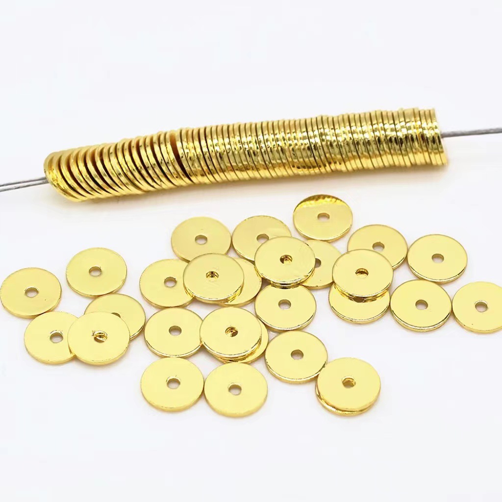 18k包金保色超薄隔片平切直切车轮隔片diy菩提文玩手串垫片配件
