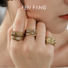 欧美跨境中古vintage戒指女简约高级感食指戒指开口尾戒时尚手饰