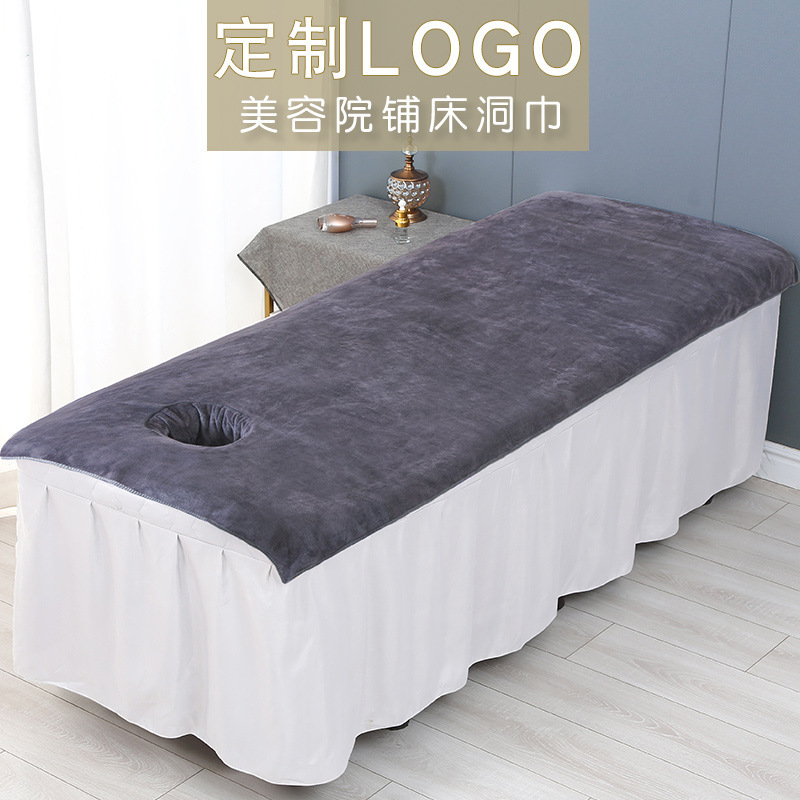 Beauty Salon Special Bed Towel with Hole Large Towel Massage Massage Health Center Bed Sheets Hole Towel Absorbent Quick-Drying Bath Towel