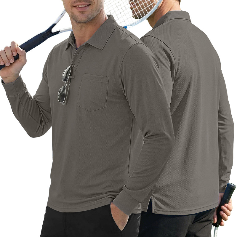 Transfronterizo Amazon manga larga camiseta suelta con collar camiseta hombre Europa y América otoño nuevo estilo al aire libre táctico polo hombre