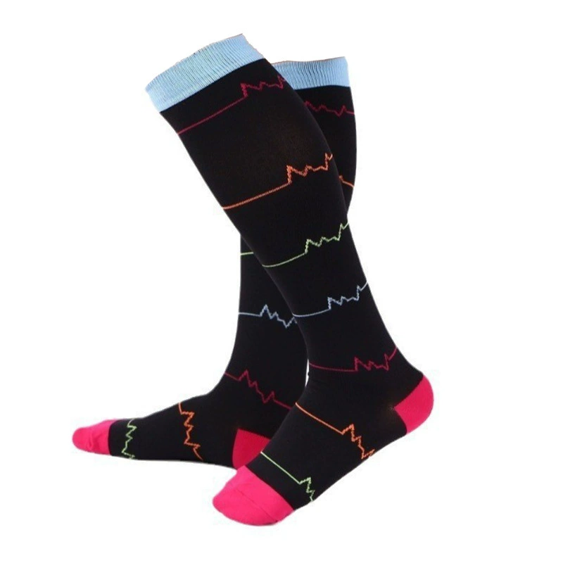 Compression Running Socks, Unisex Jacquard Knee-High Socks, Multiple Patterns, S/M & L/XL