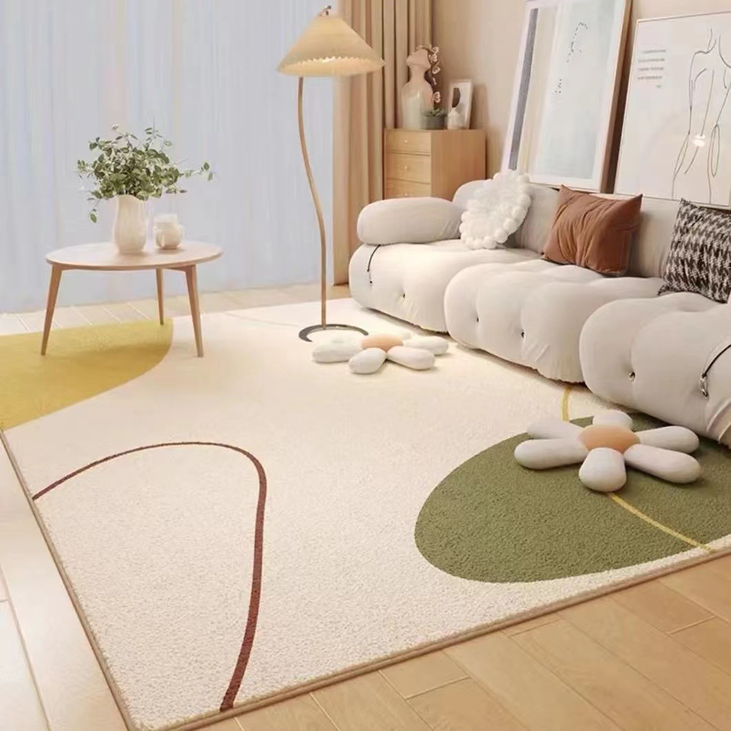 Cream Style High-End Light Luxury Living Room Carpet Non-Slip Wear-Resistant Bedroom Bedside Simple Home Thickened Floor Mat Home
