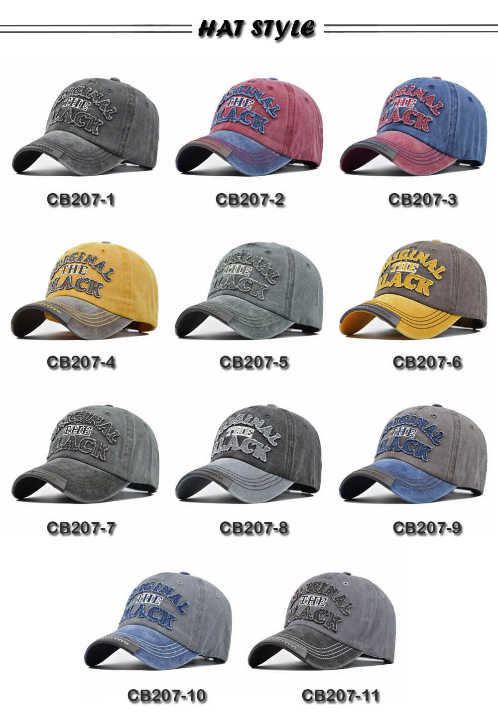 Cappellino da baseball con lettere ricamate in 3D lavato per uomo e donna, originale berretto americano a becco d'anatra_voghion.com