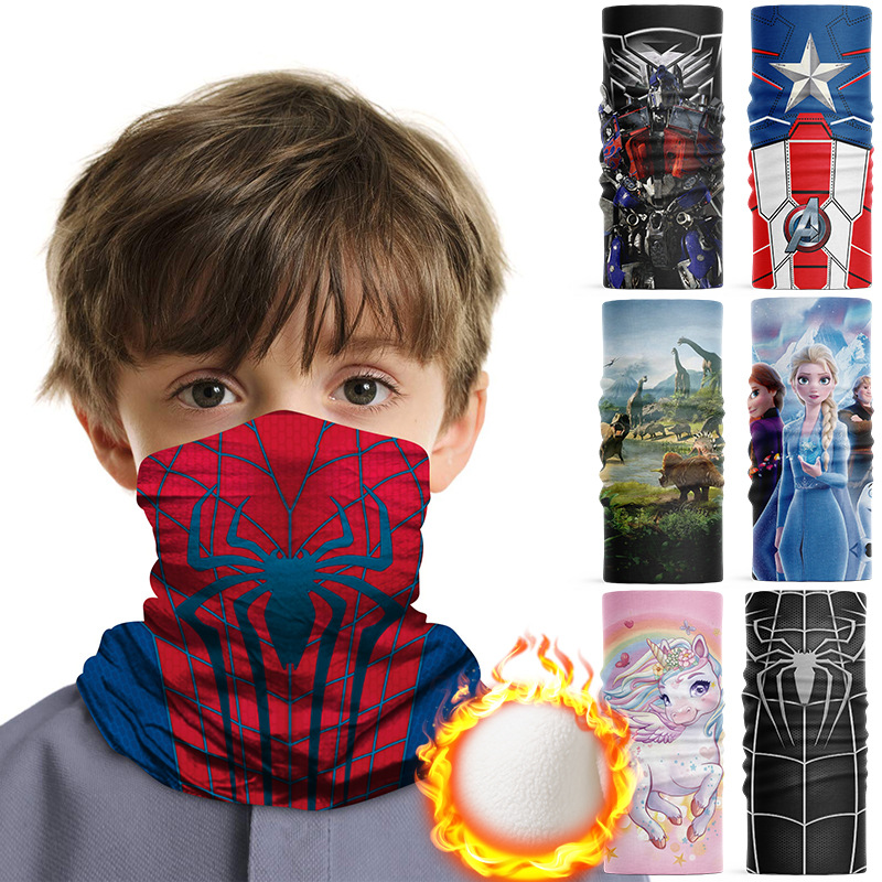 Winter children's cartoon double layer fleece-lined scarf riding windproof warm mask outdoor mountaineering skiing autumn and winter collar
