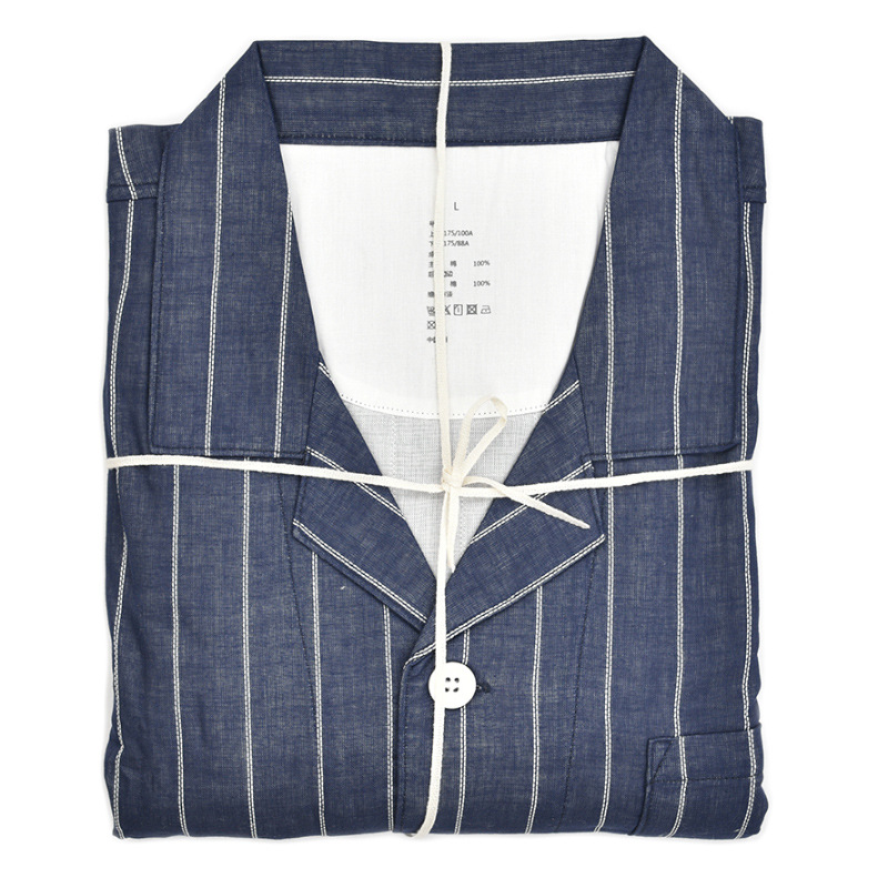 DL860 네이비 줄무늬 _ 남성용 더블 레이어 원사 긴 소매 바지 위아래 세트