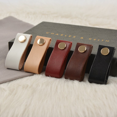 Nordic style ins leather cabinet handle leather suitcase leather drawer handle children's partition PU leather strip handle