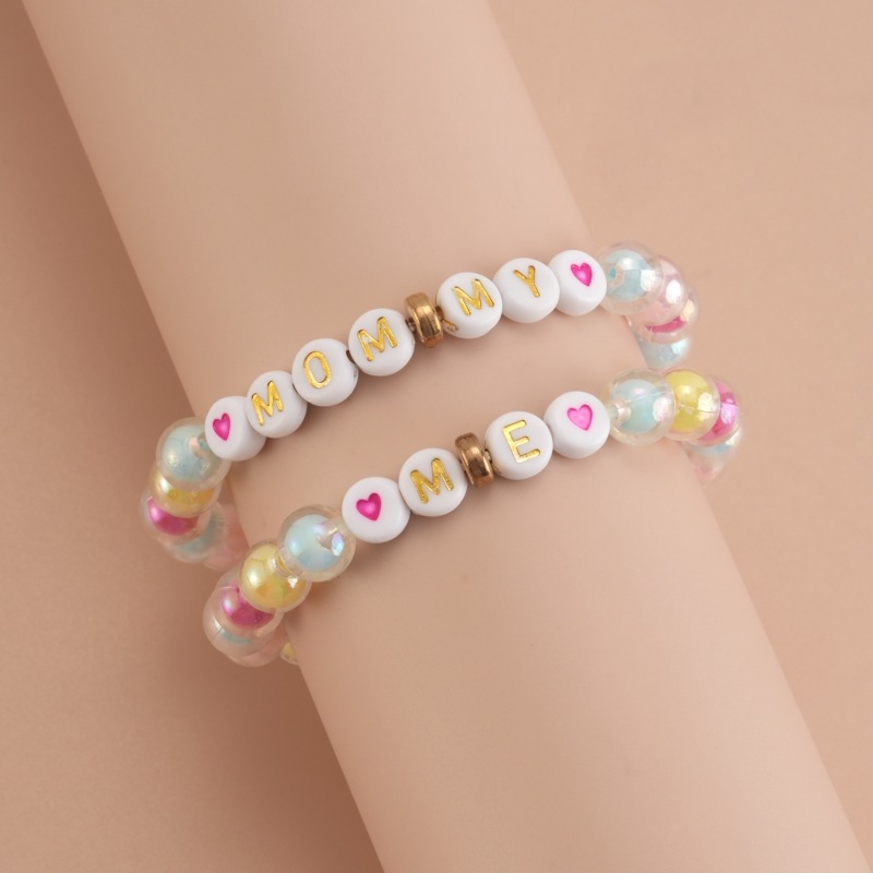 Casual Simple Style Letter Arylic Knitting Mother'S Day Women's Bracelets 2 Pieces Set display picture 4