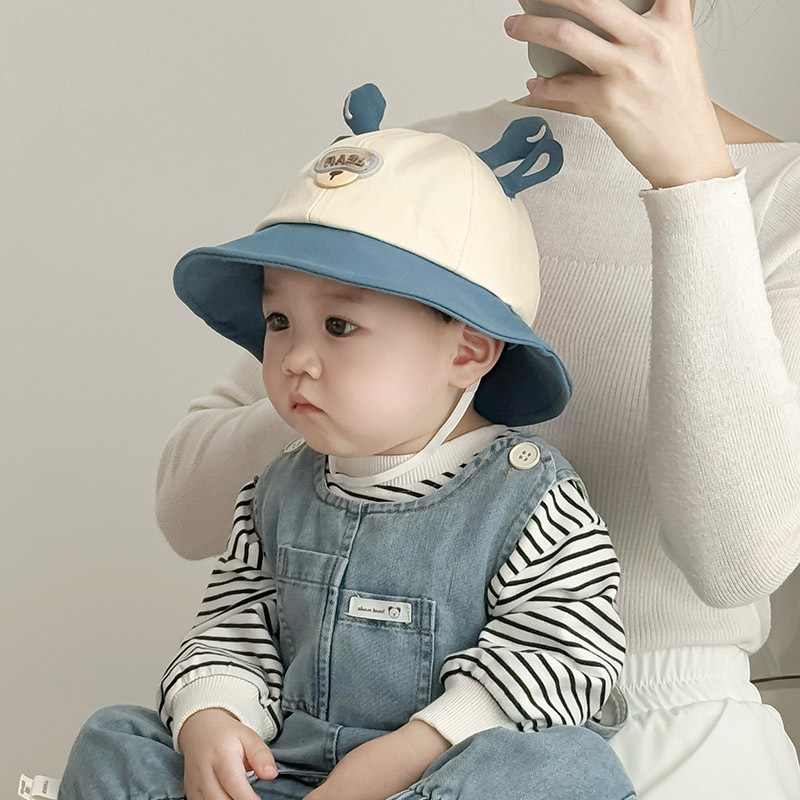 Sombrero para bebés primavera y otoño estilo coreano super lindo corno de ciervo niño sombrero primavera delgado sombrero de pescador para niños