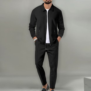 2024 Cross Border Jacket Men's Autumn Youth Waffled Zipper Pocket Laps Slim-fit Cardigan Men's Jacket suit