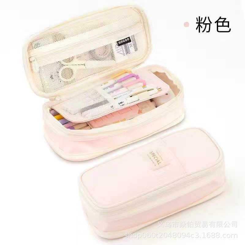 Estuche para lápices japonés de gran capacidad de alto valor Bolso de papelería de lona simple coreano para estudiantes de secundaria para niños y niñas Estuche para lápices lindo
