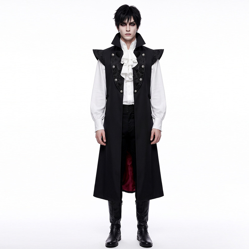 Best-selling cross-border Halloween dark aristocratic vampire cosplay costume, long stand-up collar trench coat, stage performance outfit Best-selling cross-border Halloween dark aristocratic vampire cosplay costume, long stand-up collar trench coat, stage performance outfit
