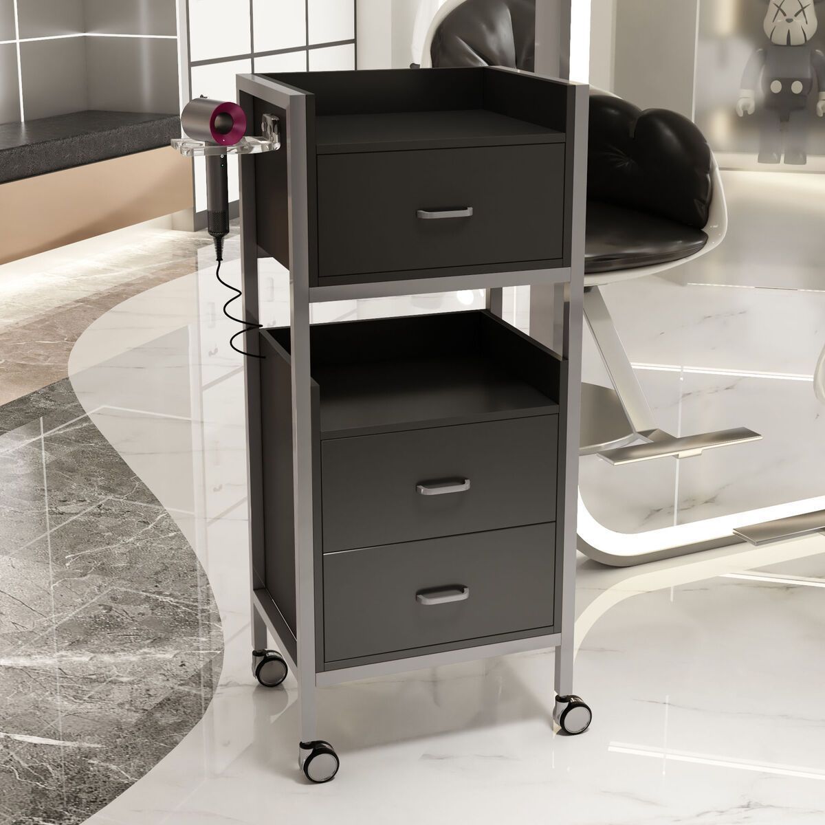 Nuevo gabinete de herramientas de peluquería de alta calidad gabinete de herramientas de salón de peluquería carro sin instalación móvil gabinete de herramientas de peluquería de madera sólida