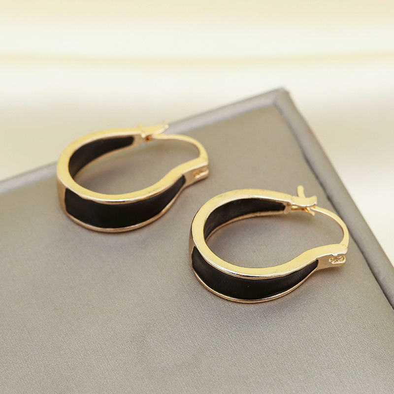 1 Pair Simple Style Round Enamel Alloy Earrings display picture 3