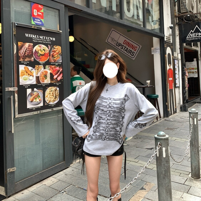 Simple retro buttoned printed long-sleeve women's autumn niche light casual loose top, trendy new Japanese style Simple retro buttoned printed long-sleeve women's autumn niche light casual loose top, trendy new Japanese style