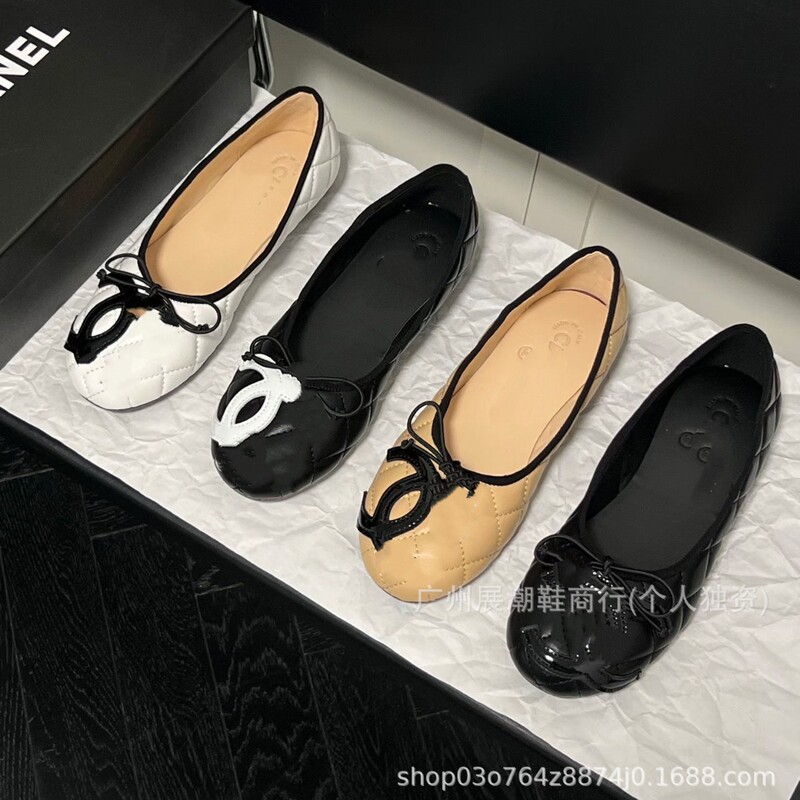 Xiaoxiang Double C Flat Shoes with Diamond Pattern, 2025 New Summer Ballet Shoes with Shallow Mouth