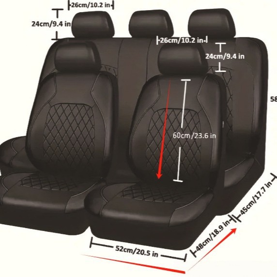 Universal Five-Seater Car Seat Cover, Leather Style, Suitable for All Seasons, Full Surround, Wear-Resistant Car Seat Cushion