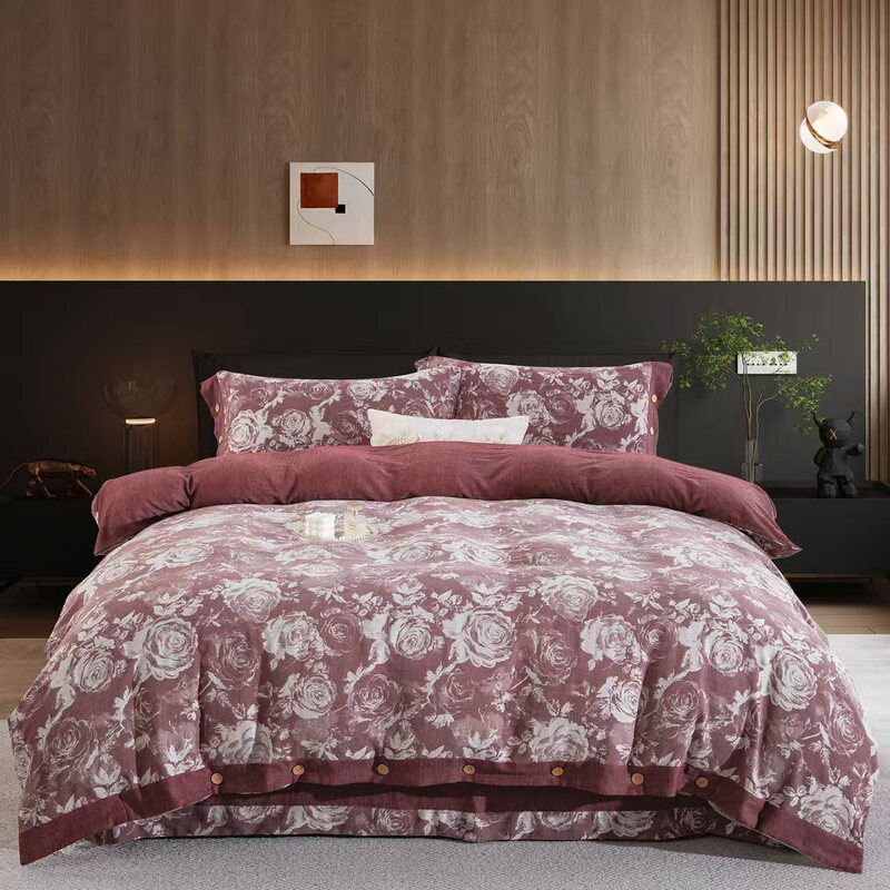 2025 New Double-Layer Gauze Set, Pure Cotton Yarn-Dyed Jacquard Four-Piece Set, High-End Home Bedding for Autumn and Winter 2025 New Double-Layer Gauze Set, Pure Cotton Yarn-Dyed Jacquard Four-Piece Set, High-End Home Bedding for Autumn and Winter