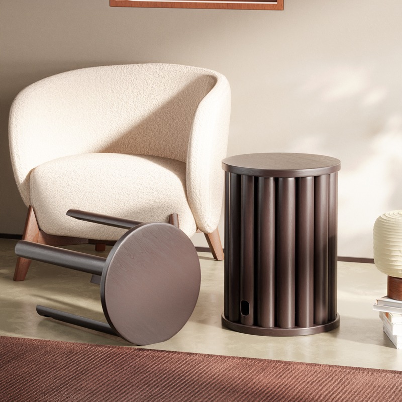 Taburete para el hogar El taburete bajo multifuncional de madera maciza Jenga puede almacenar taburetes apilados que ahorran espacio Nuevo taburete redondo de mesa lateral de estilo chino