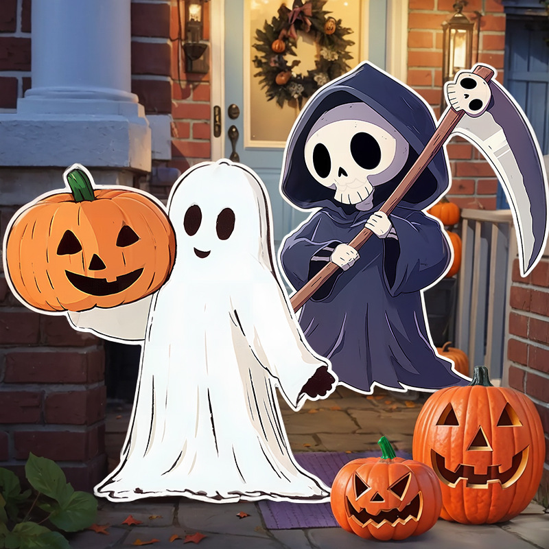 万圣节KT摆件 卡通南瓜幽灵装饰板立牌Halloween场景布置装扮道具