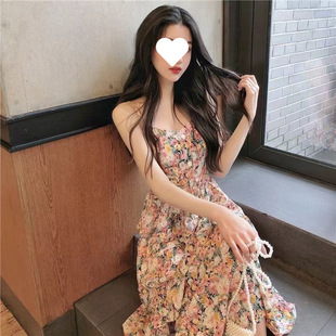 Plus Size French Tea Break 2025 Summer New Colorful Oil Painting Style Holiday Floral Suspender Versatile Dress