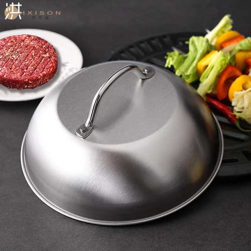 304 stainless steel barbecue pot cover cross-border 9-inch round arch teppanyaki cover steak anti-scalding cover outdoor BBQ barbecue cover
