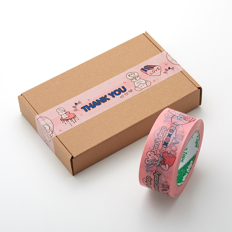 Cinta de sellado de dibujos animados embalaje expreso papel adhesivo sellado cinta de embalaje logotipo fijo alto adhesivo color caja completa al por mayor