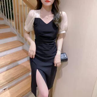 亚马逊2025夏季新款大码胖mm法式复古遮肉显瘦气质长短款连衣裙女