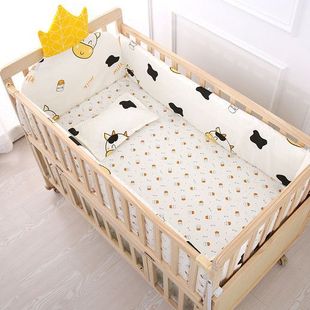 Crib Bumper, Cotton Jacket, Crib Bumper, Five-Piece Crib Set, Removable and Washable Anti-Collision Crib Bumper Mattress