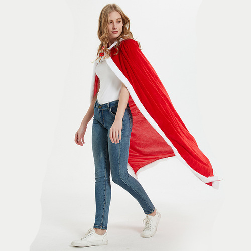 Christmas costume adult Santa coat cloak red hat Christmas coat children's party stage performance costume