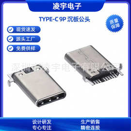 USB3.1 TYPE-C  9PIN/12PIN 沉板公头 两脚插板 铆合/拉伸款 插头