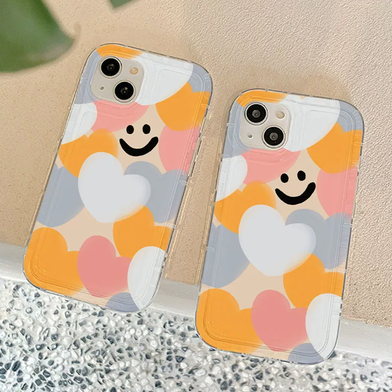 Подходит для iPhone16Pormax чехол для мобильного телефона 14pro цвет любовь улыбка лица 12 всесторонний 15/13 защитный чехол