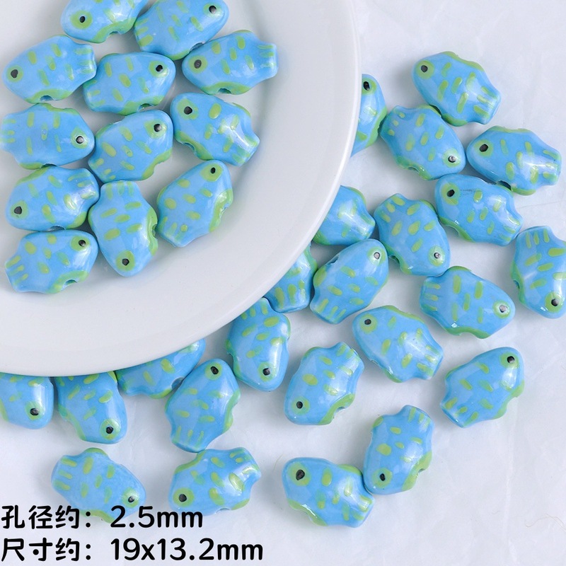 手绘复古陶瓷小鱼散珠 手工diy串珠材料项链手链饰品配件陶瓷珠子|undefined