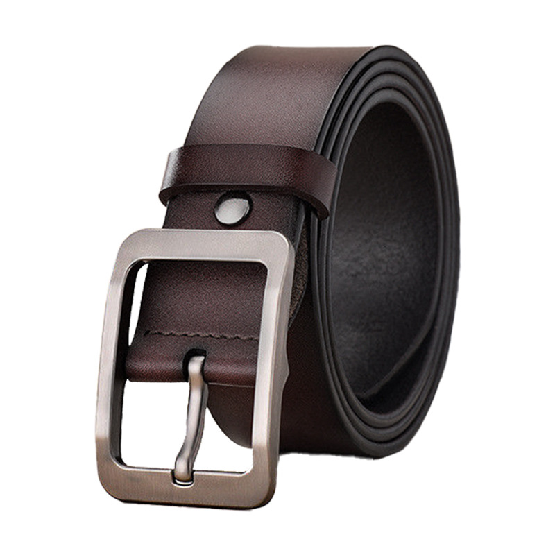 Retro todo fósforo aleación pin hebilla cinturón de dos capas de piel de vaca de cuero simple cinturón de negocios pantalones casuales cinturón al por mayor