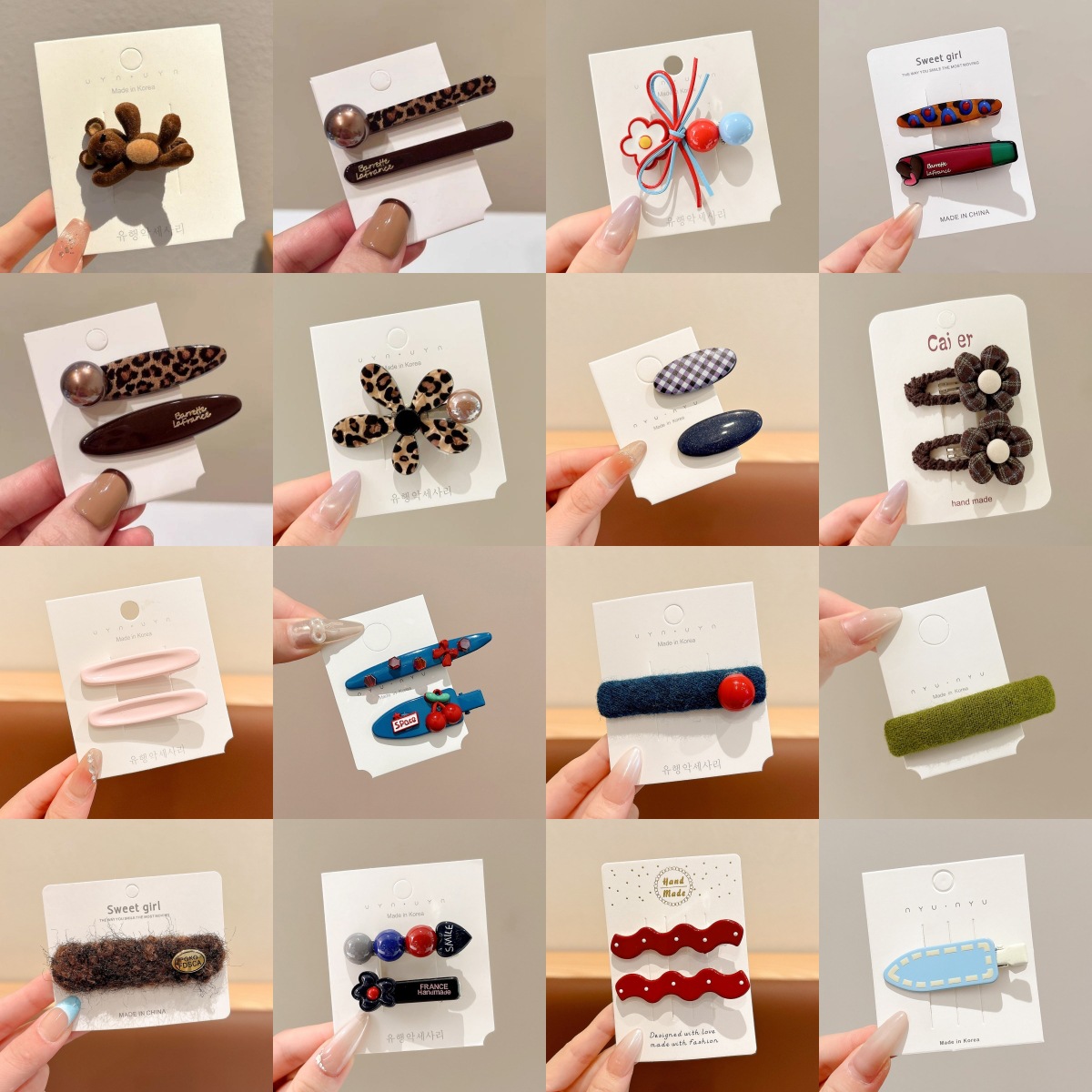 Clip de cabello de flor de leopardo para mujeres clip de cabello de alto nivel frente clip de frangeo 2025 nuevo clip lateral clip de cabello toque