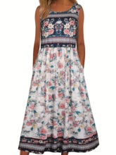 U 14440 Sleeves Print Dress ����ӡ������ȹ ŷ���羳