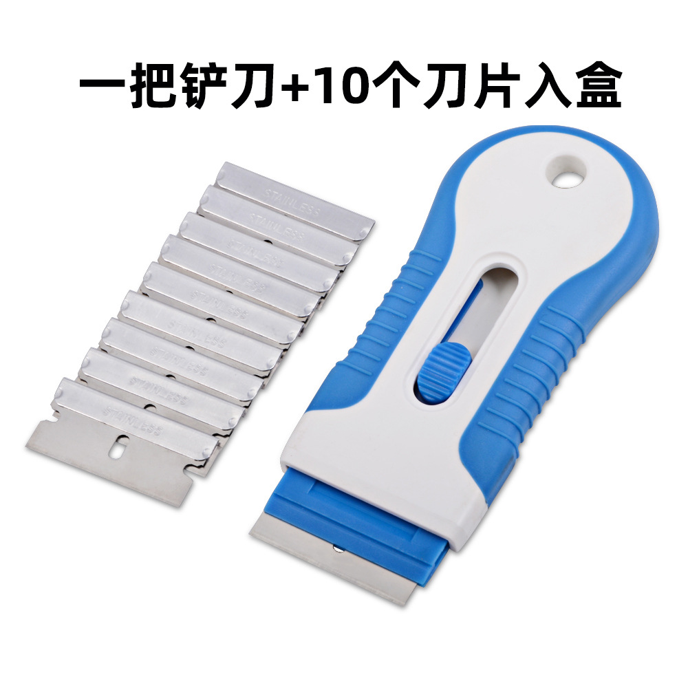 Foshio retráctil mango de plástico cuchilla teléfono móvil pantalla pegamento eliminación cuchillo herramienta un raspador más 10 cuchillas en la caja