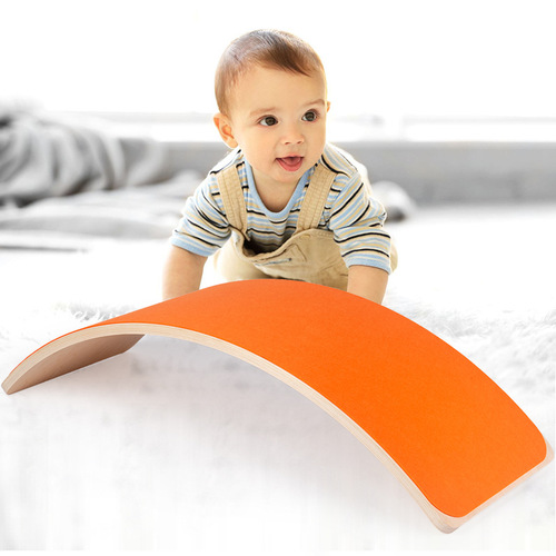 Wooden yoga practice bending board for children, wooden sports game balance board for sensory training, seesaw toy
