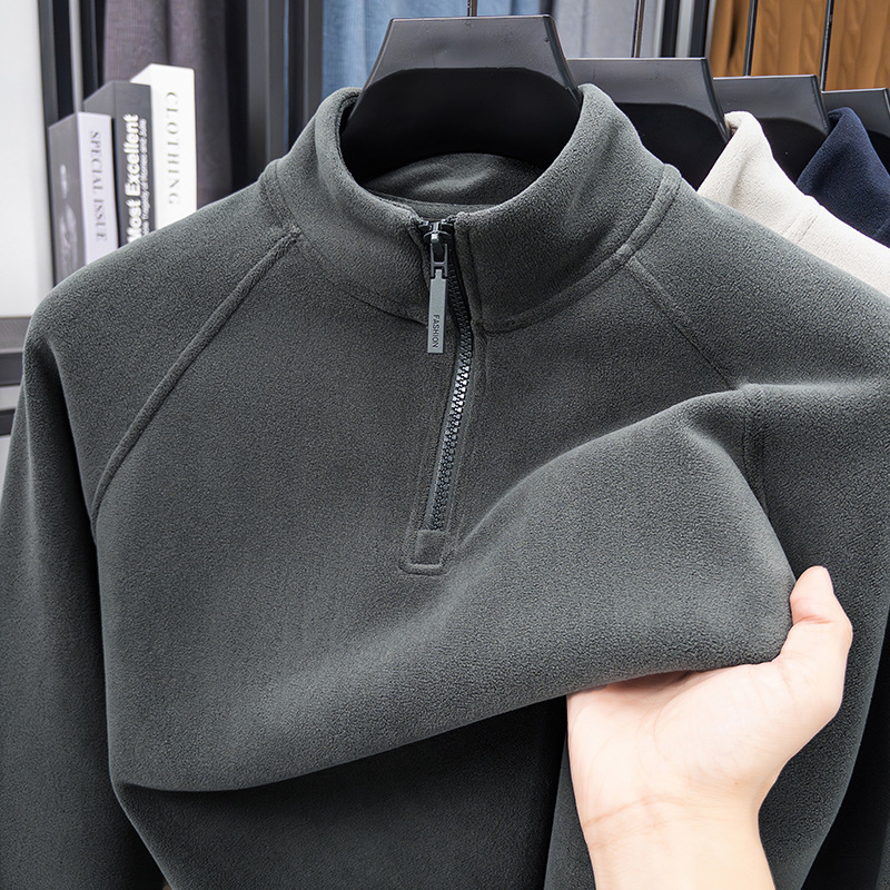 Double-Sided Velvet Bottoming Shirt Men's Half-Zip Winter Warm Stand-Up Collar Long-Sleeved T-Shirt Casual Versatile Sweatshirt Men's Top Double-Sided Velvet Bottoming Shirt Men's Half-Zip Winter Warm Stand-Up Collar Long-Sleeved T-Shirt Casual Versatile Sweatshirt Men's Top