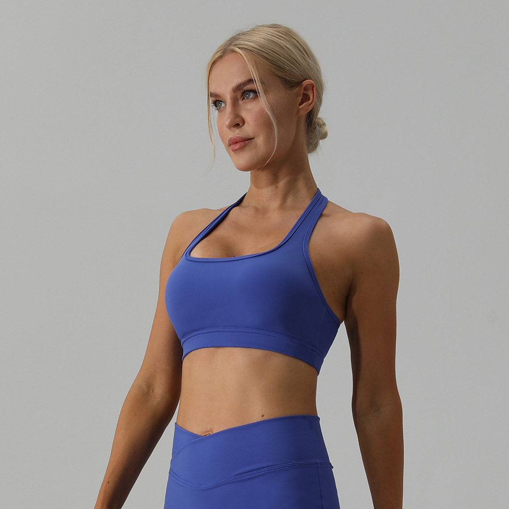Sujetador deportivo ajustable con cierre trasero para mujer, estilo racerback con sensación de segunda piel para yoga, ropa interior deportiva a prueba de golpes con espalda hermosa, racerback con espalda hermosa.